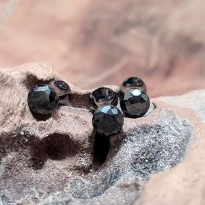 Black Faceted Glass Double Flare Ear Plugs
